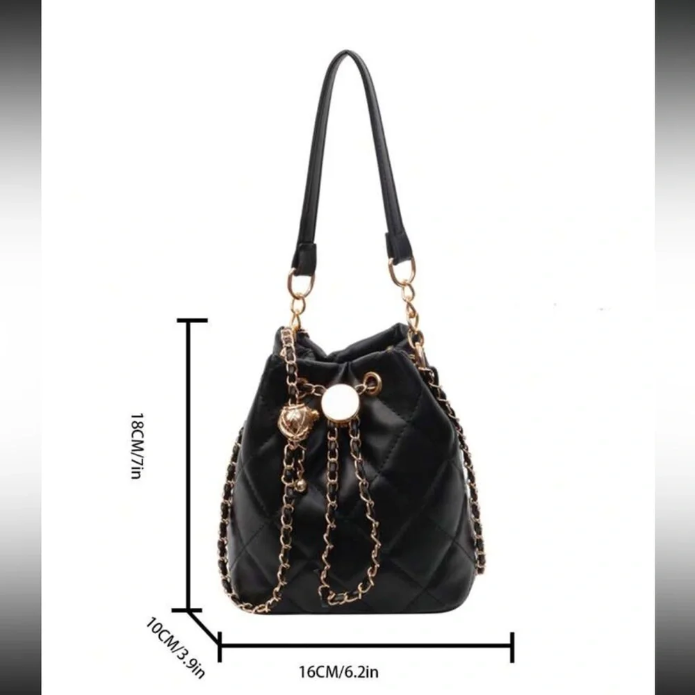 Quilted Black Vegan Leather Crossbody Bag